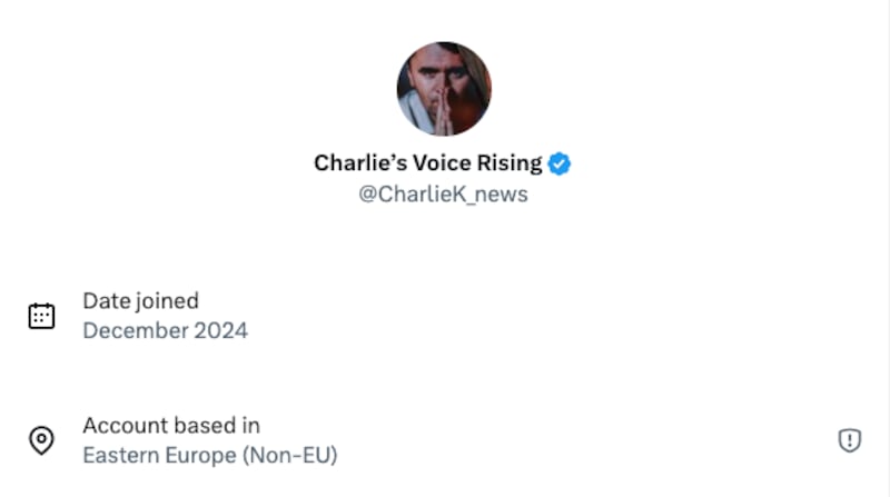 The Charlie Kirk account is actually based in Eastern Europe.