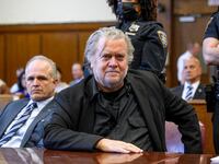 Steve Bannon, former adviser to President Donald Trump, appears in Manhattan Supreme Court to set his trial date on May 25, 2023, in New York City.