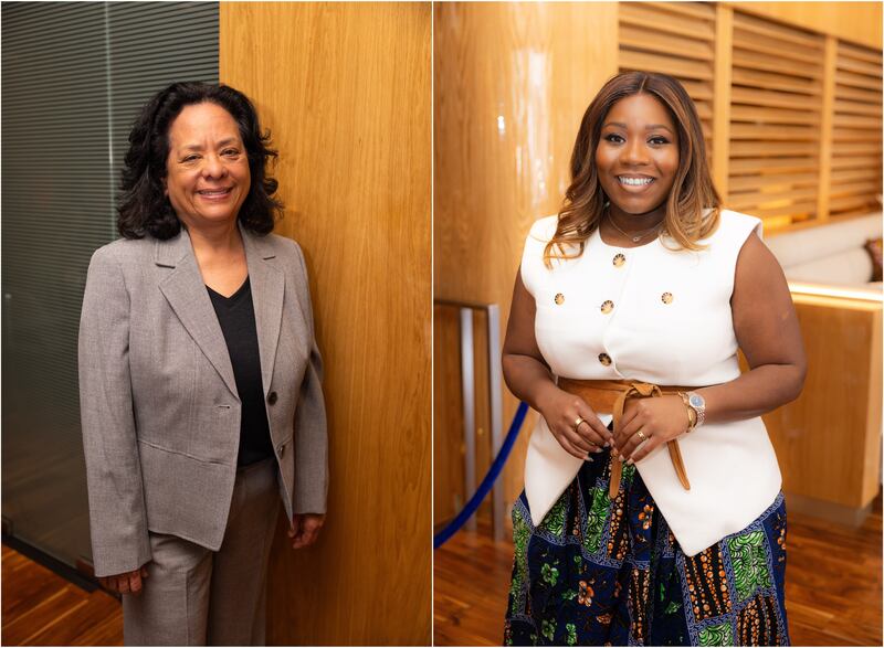 From left: The LAFD Foundation's Liz Lin and Uber's Camiel Irving are pictured at the Power 100 Luncheon at Marea in Los Angeles on February 26, 2025.