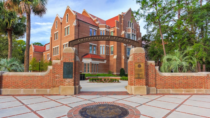 Gainesville, FL, USA - SEPTEMBER 12: Entrance Sign at the University of Florida on September 12, 2016 in Gainesville, Florida.