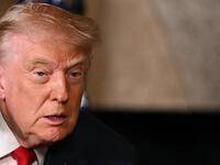 US President Donald Trump announces the US Navy's new Golden Fleet initiative, unveiling a new class of warships, at Mar-a-Lago in Palm Beach, Florida, on December 22, 2025.