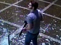 The suspect of a mass shooting stands inside Old National Bank in downtown Louisville, Kentucky