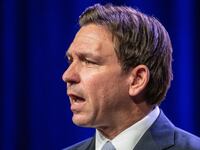 A photo of Florida Governor and 2024 Republican Presidential hopeful Ron DeSantis. Florida Gov. Ron DeSantis denounced a shooting that killed three Black people in Jacksonville on Saturday as “horrific” and “racially motivated.”