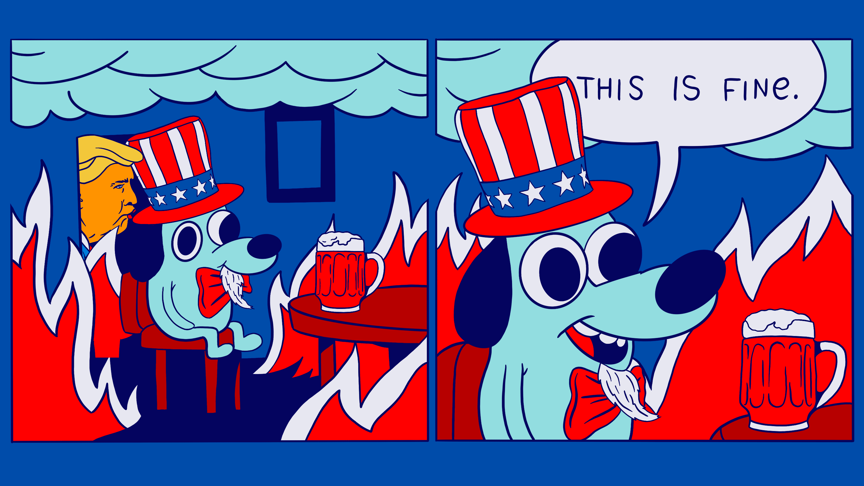 This is fine meme with Donald Trump