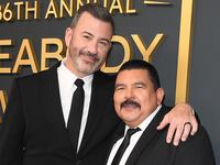 Jimmy Kimmel and Guillermo Rodriguez arrive at the 86th Annual Peabody Awards at Beverly Wilshire, A Four Seasons Hotel, on May 31, 2026, in Beverly Hills, California.