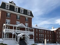 New Hampshire State Hospital in the snow.
