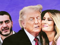 Abdul El-Sayed looking at Donald and Melania Trump