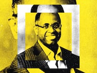 An illustration including a photo of former CIA officer Shaun Wiggins
