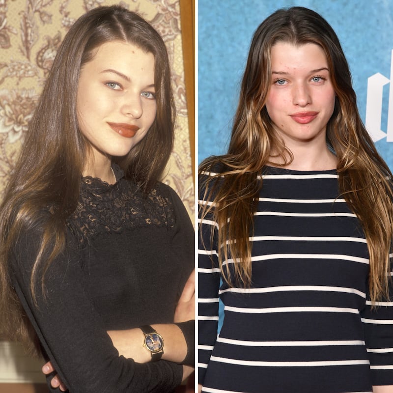 On the left, Milla Jovovich poses in 1991 at approximately age 16; on the right, Ever Anderson poses at the premiere of "Dracula" on Feb. 3, 2026.