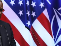 U.S. Secretary of Defense Lloyd Austin at a NATO Defense Ministers meeting.