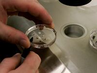 Embryologist Ric Ross holds a dish with human embryos at the La Jolla IVF Clinic February 28, 2007 in La Jolla, California.