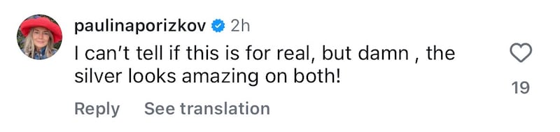 Comment from Paulina Porizkova