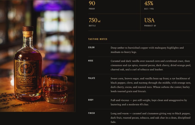 Screenshot of “Commander’s Choice” website.