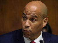 U.S. Sen. Cory Booker (D-NJ) takes part in the U.S. Senate Judiciary Committee hearing on President Joe Biden’s judicial nominees