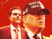 A photo illustration of Matt Gaetz and Donald Trump.