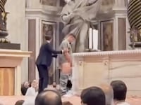 An unidentified man caught urinating on the Altar of Confession at St. Peter's Basilica.