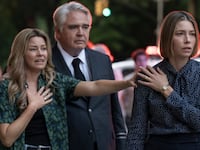 Elizabeth Banks, Michael Harney, and Jessica Biel