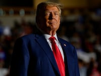 Former U.S. President Donald Trump enters Erie Insurance Arena for a political rally while campaigning for the GOP nomination in the 2024 election on July 29, 2023 in Erie, Pennsylvania.