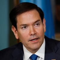 Secretary of State Marco Rubio delivers remarks.