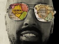Photo illustration of Sam Walker with maps of Sierra Leone