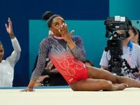 Simone Biles won silver on the floor.
