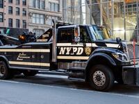 An NYPD heavy tow truck in Manhattan.