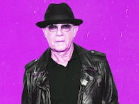 An illustration including a photo of Bernie Taupin