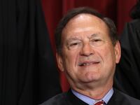 United States Supreme Court Associate Justice Samuel Alito poses for an official portrait at the East Conference Room of the Supreme Court building on October 7, 2022 in Washington, DC.