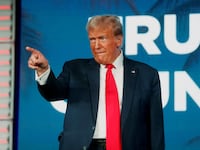 Donald Trump arrives to speak to his supporters during the Florida Freedom Summit held at the Gaylord Palms Resort & Convention Center in Kissimmee, Florida, U.S., November 4, 2023.