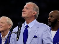 INDIANAPOLIS, INDIANA - OCTOBER 30: Indianapolis Colts owner Jim Irsay looks on during halftime of a game against the Washington Commanders at Lucas Oil Stadium on October 30, 2022 in Indianapolis, Indiana. (Photo by Justin Casterline/Getty Images)