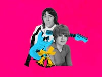 The Velvet Underground’s John Cale and Betsey Johnson with a broken guitar and wedding bells.