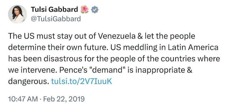 Gabbard appears to have somewhat changed her views since 2019.