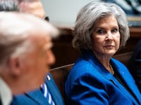 White House Chief of Staff Susie Wiles during a Bilateral Lunch with US President Donald Trump and Prime Minister of Norway Jonas Gahr Støre in the Cabinet Room of the White House on Thursday April 24, 2025.