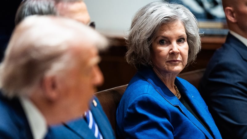 White House Chief of Staff Susie Wiles during a Bilateral Lunch with US President Donald Trump and Prime Minister of Norway Jonas Gahr Støre in the Cabinet Room of the White House on Thursday April 24, 2025.