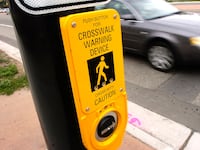 The crosswalk along Baseline Road just east of Broadway has been fitted with an audio warning device to increase safety for pedestrians on this busy stretch of road.(Photo by Marty Caivano/Digital First Media/Boulder Daily Camera via Getty Images)