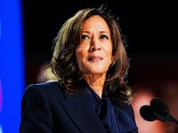 Vice President Kamala Harris steps on stage to speak on day 4 of the Democratic National Convention at the United Center on August 22, 2024 in Chicago, Ill.