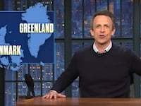 Seth Meyers talking about Trump's Denmark threat.