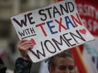 undreds of people march around Trafalgar Square during the anti-abortion march following the ban in the US state of Texas.