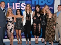 NEW YORK, NEW YORK - MAY 29: (L-R) Bob Greenblatt, Reese Witherspoon, Zoe Kravitz, Laura Dern, Shailene Woodley, Nicole Kidman, Meryl Streep and Casey Bloys attend the "Big Little Lies" Season 2 Premiere at Jazz at Lincoln Center on May 29, 2019 in New York City.