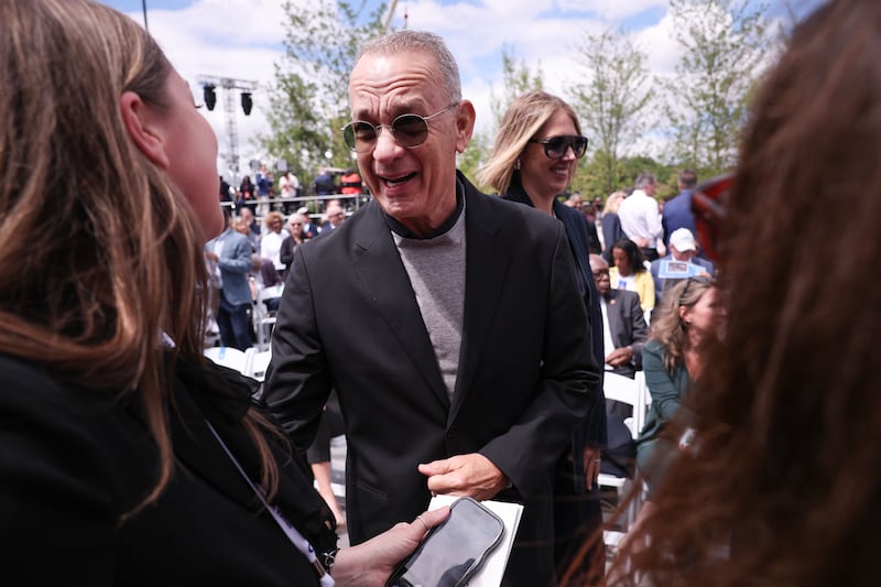 Tom Hanks attends the dedication ceremony for the opening of the Barack Obama Presidential Center in John Lewis Plaza on June 18, 2026 in Chicago, Illinois. Barack Obama served as the 44th president of the United States from 2009 to 2017 and was the first African American to hold the office.