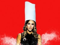 Lara Trump, in a pastry chef hat, with flour around