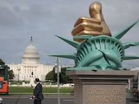 The "Dictator Approved" anti-Trump art installation in front of the U.S. Capitol on the National Mall on June 17, 2025 in Washington, DC.