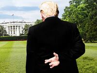 Trump crossing his fingers.