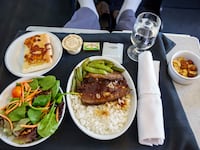 American Airlines, business class, airline food.