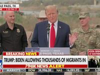 Donald Trump speaks at the border in Eagle Pass Thursday.