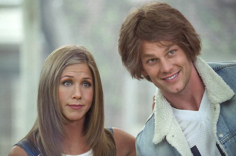 Jennifer Aniston and Tom Brady in Dunkin's Super Bowl LX ad