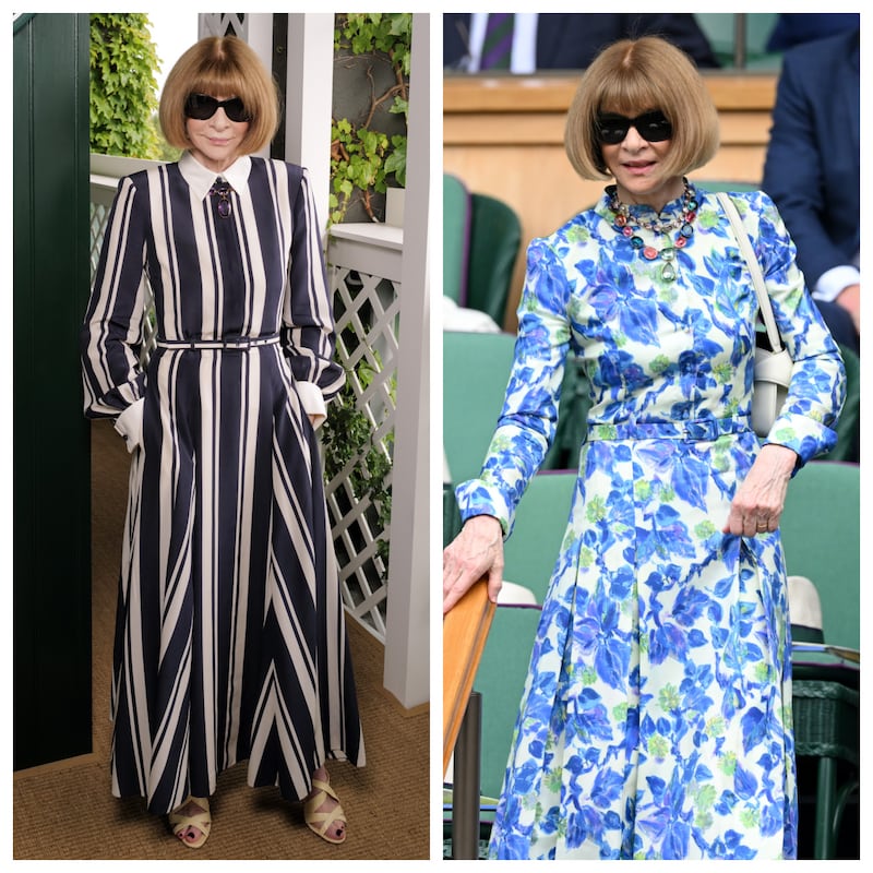 Anna Wintour on July 4, and on July 10 at the All England Lawn Tennis and Croquet Club.