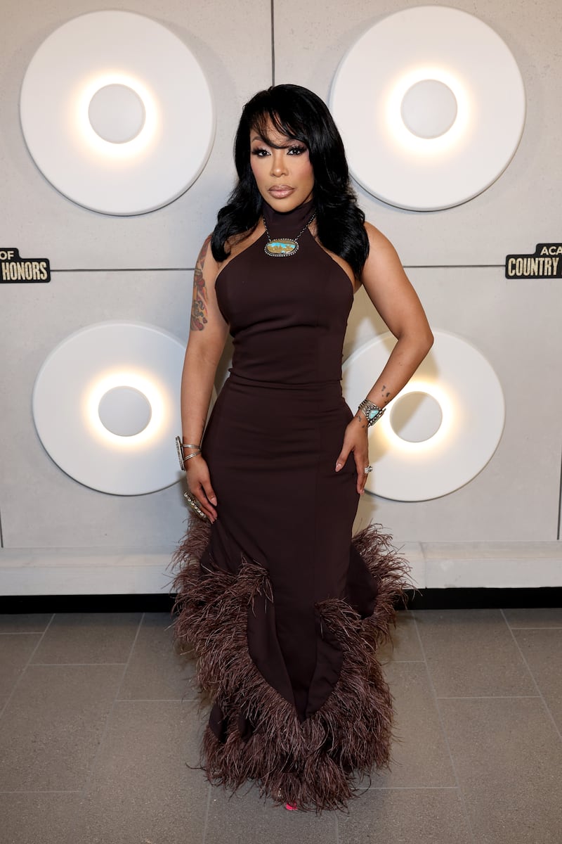 For the 18th Academy of Country Music Honors on August 20, 2025, K. Michelle wore a brown body-hugging halter-neck dress with feather details.