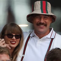 NEW YORK, NEW YORK - SEPTEMBER 08: Singer-songwriter Taylor Swift and Travis Kelce of the Kansas City Chiefs attend the Men's Singles Final match between Taylor Fritz of the United States and Jannik Sinner of Italy on Day Fourteen of the 2024 US Open at USTA Billie Jean King National Tennis Center on September 08, 2024 in the Flushing neighborhood of the Queens borough of New York City. (Photo by Al Bello/Getty Images)