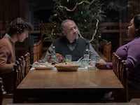 Dominic Sessa, Paul Giamatti, and Da’Vine Joy Randolph in The Holdovers.